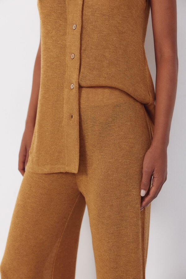 Cortefiel Jersey-knit trousers Gold