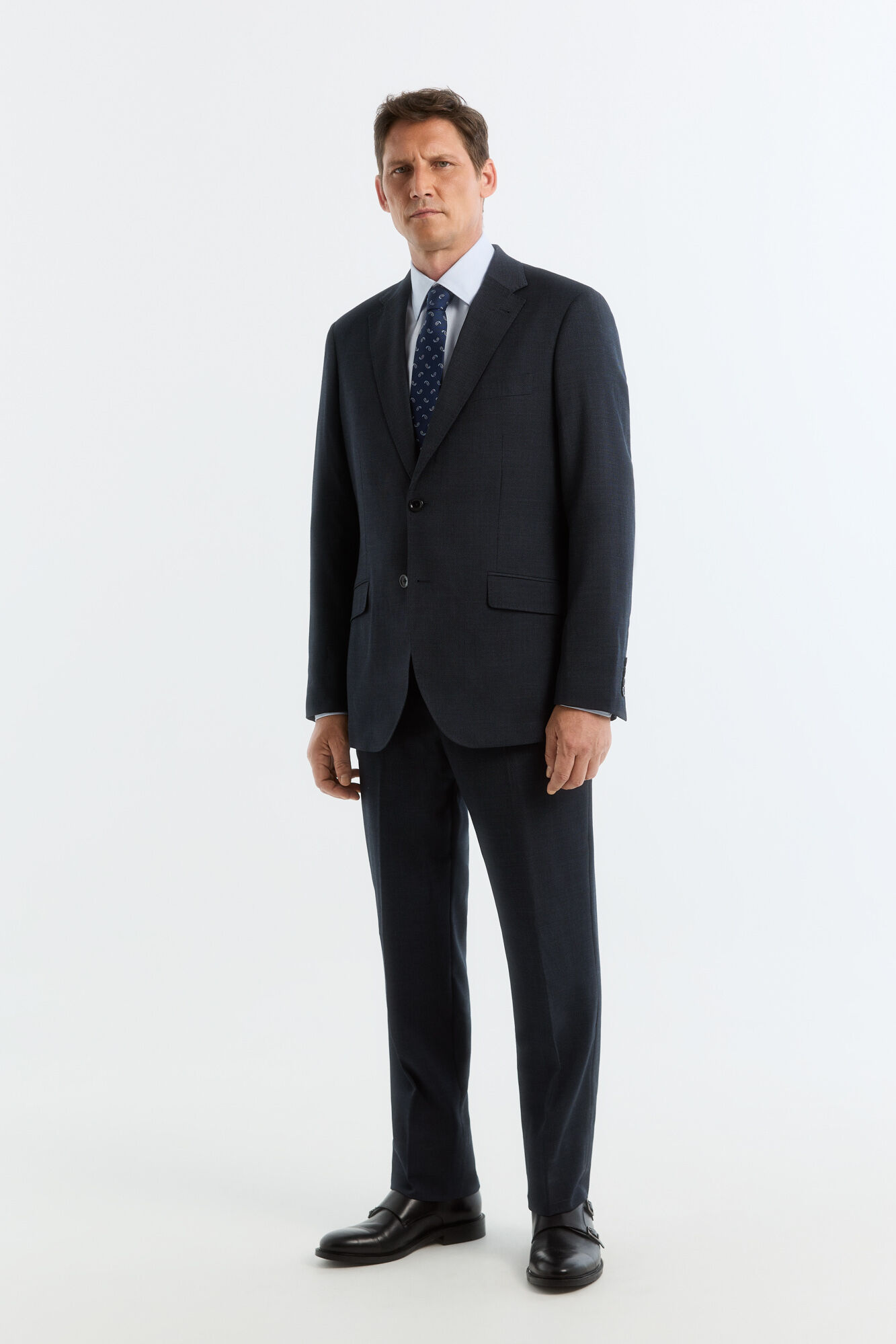 Cortefiel Cal&ccedil;a inteligente tailored fit em olho de perdiz navy