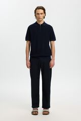 Selected Polo de malha com meio fecho-&eacute;clair Azul