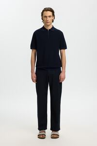 Selected Polo de punto con media cremallera