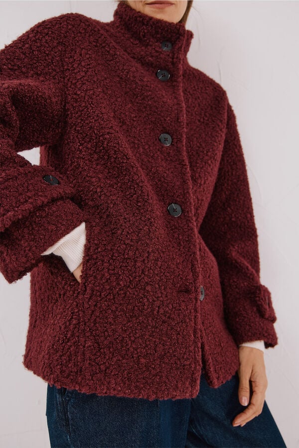 Cortefiel Short soft fabric coat Maroon