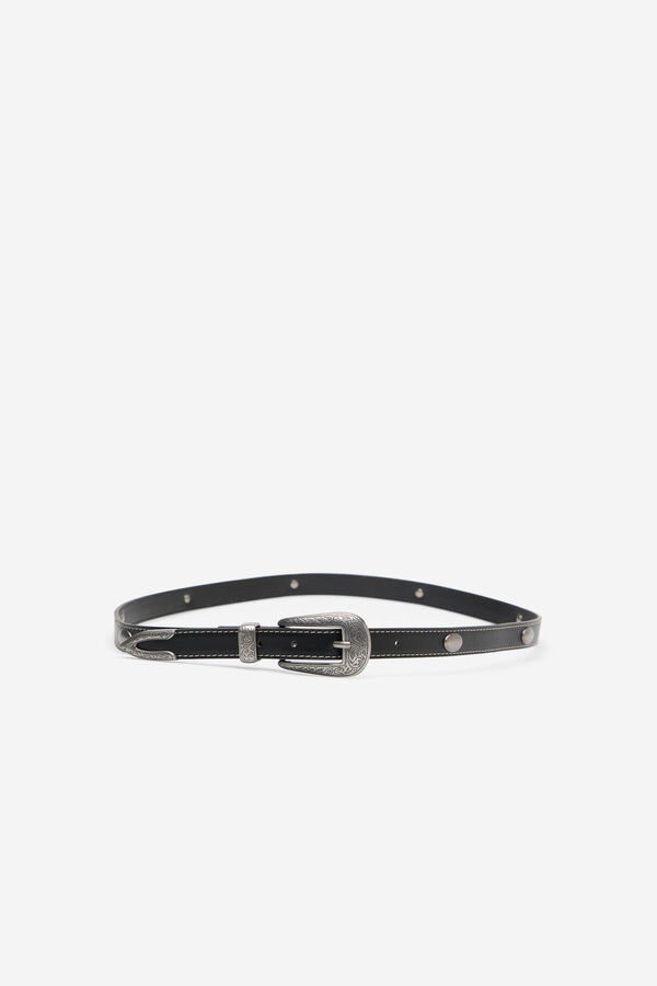 Cortefiel Thin cowboy belt Black