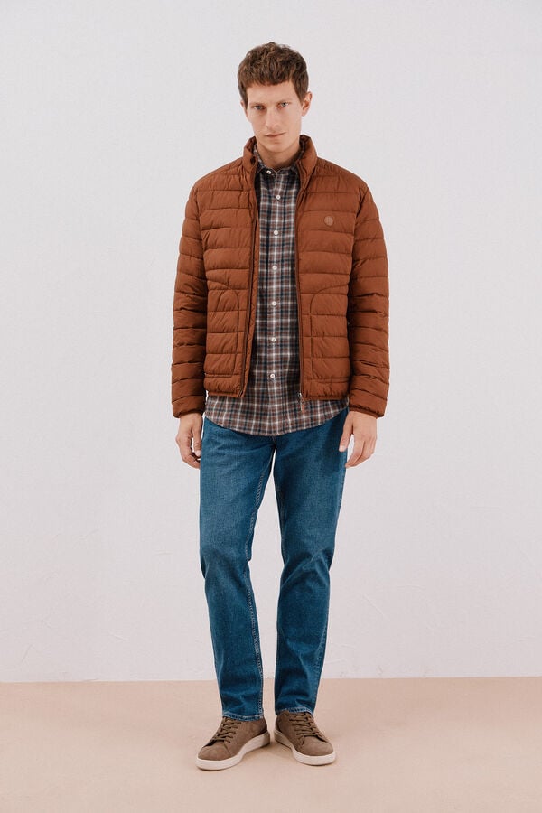 Cortefiel Ultra-light quilted jacket Brown