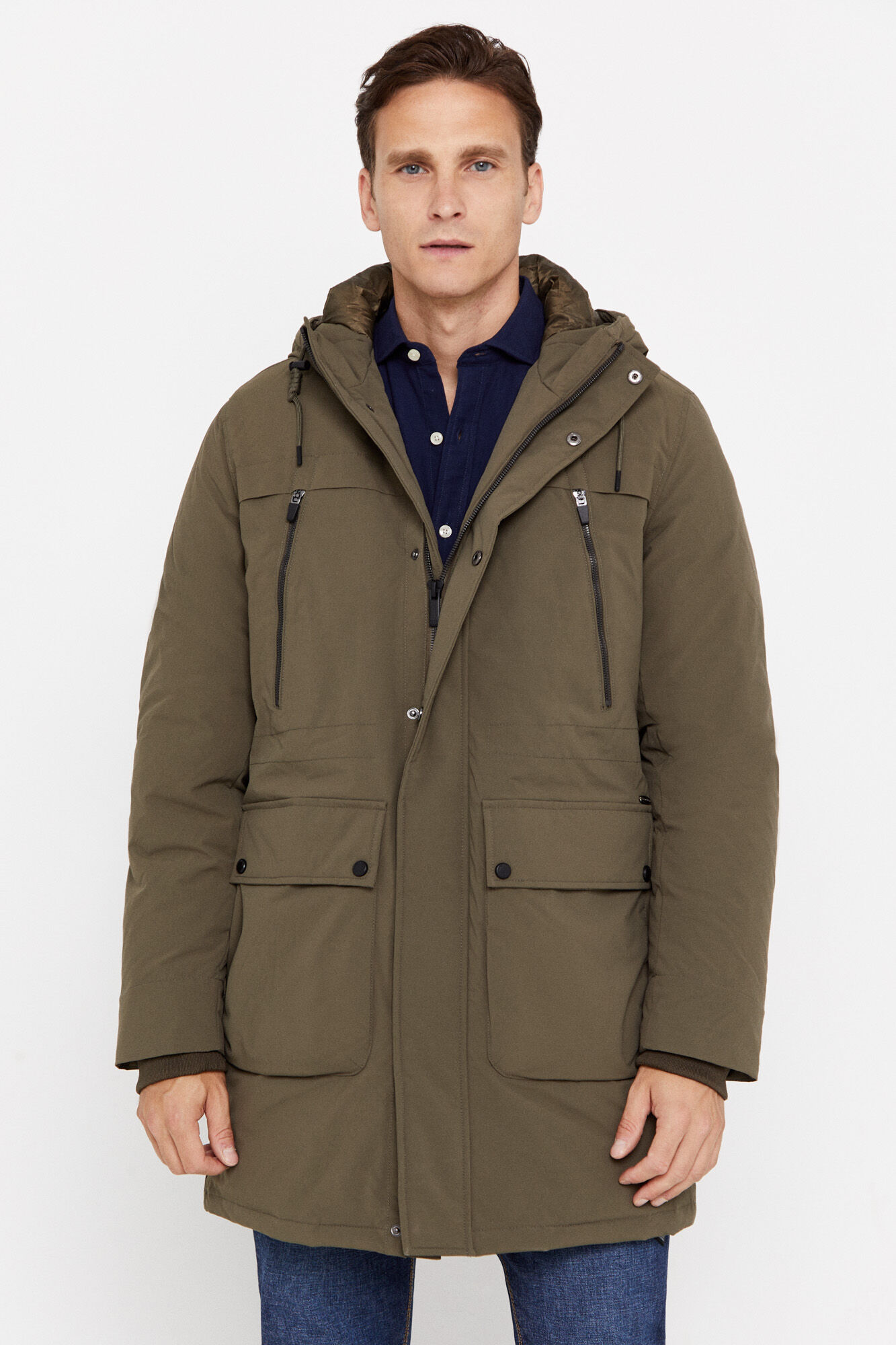 Fabric long parka jacket sale mens