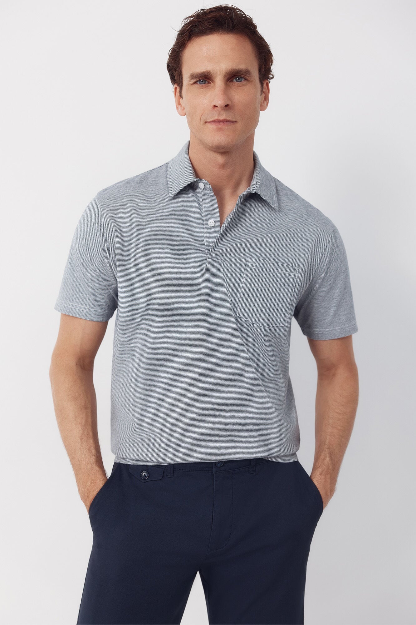 Cortefiel Striped polo shirt with pocket