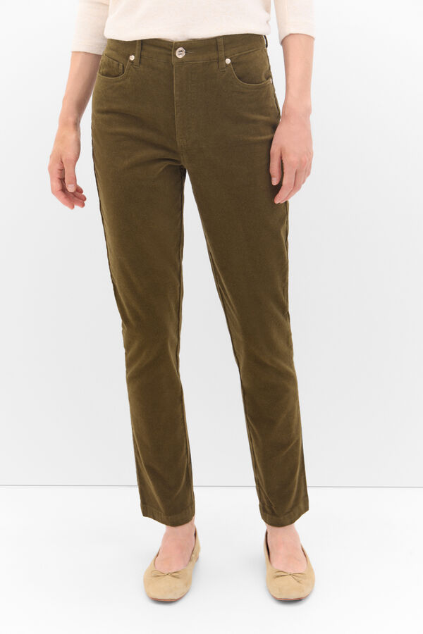 Cortefiel Corduroy Sensational Trousers Kaki