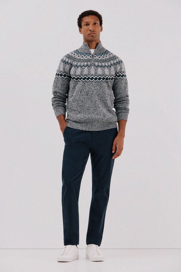 Cortefiel Christmas sweater with a high neck Dark grey