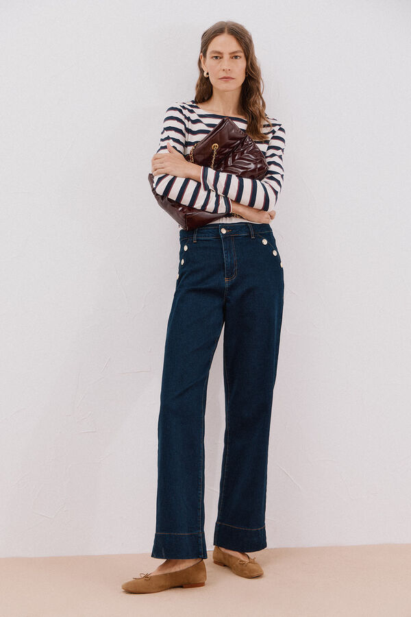 Cortefiel Palazzo pants with buttons  Blue