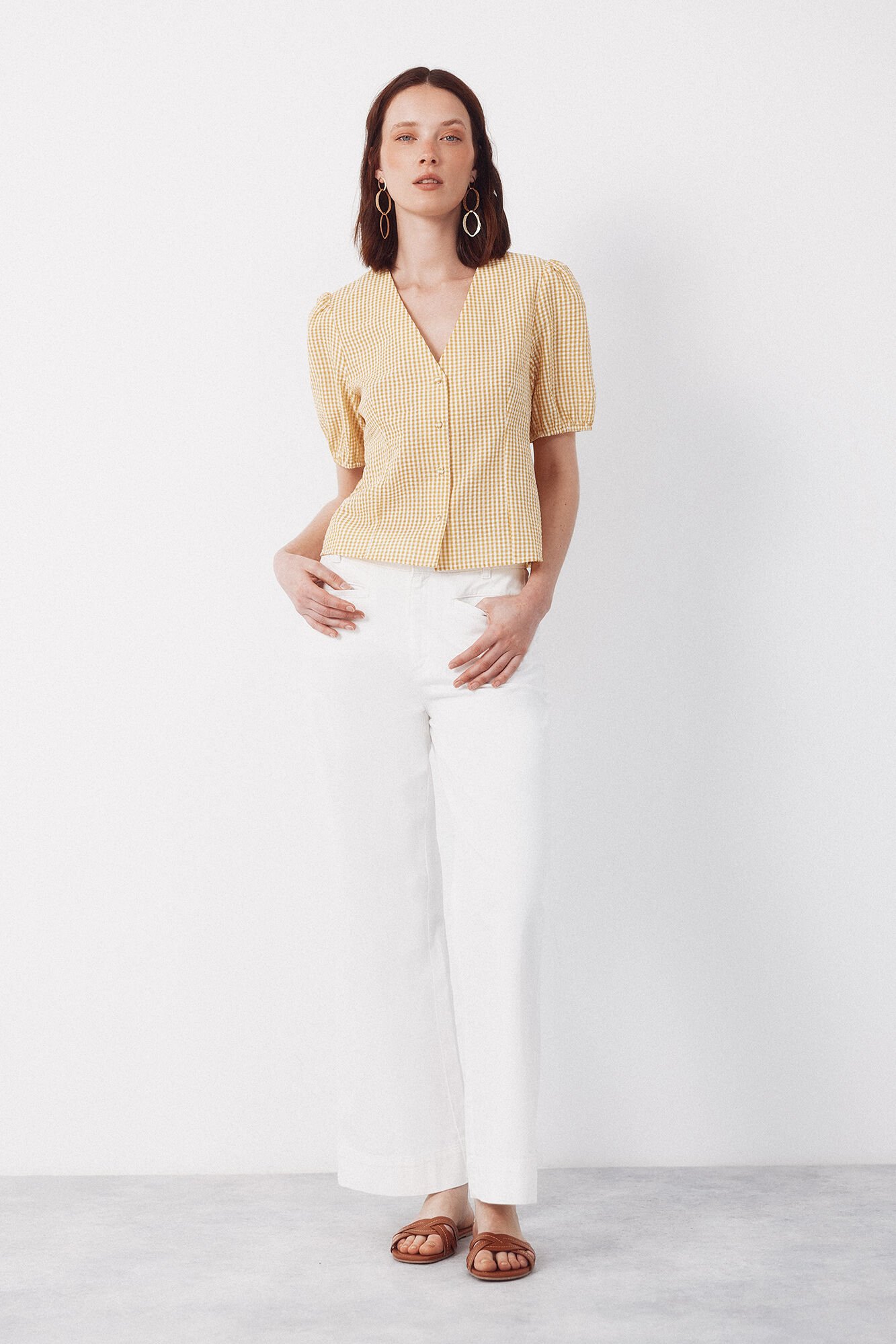 Cortefiel gingham blouse