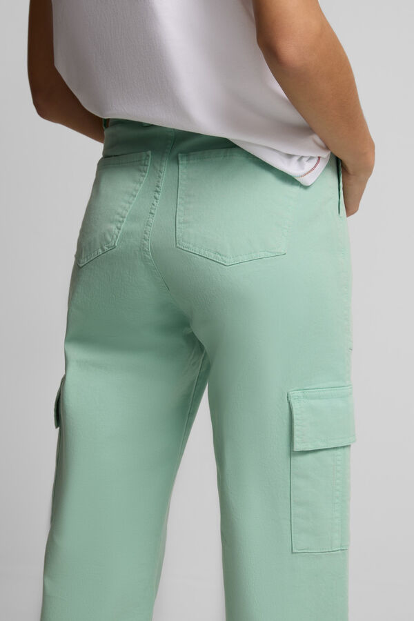 Silbon Calça cargo jeans Verde