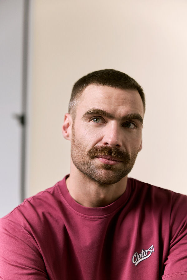 OOTO Washed short sleeve logo T-shirt Maroon