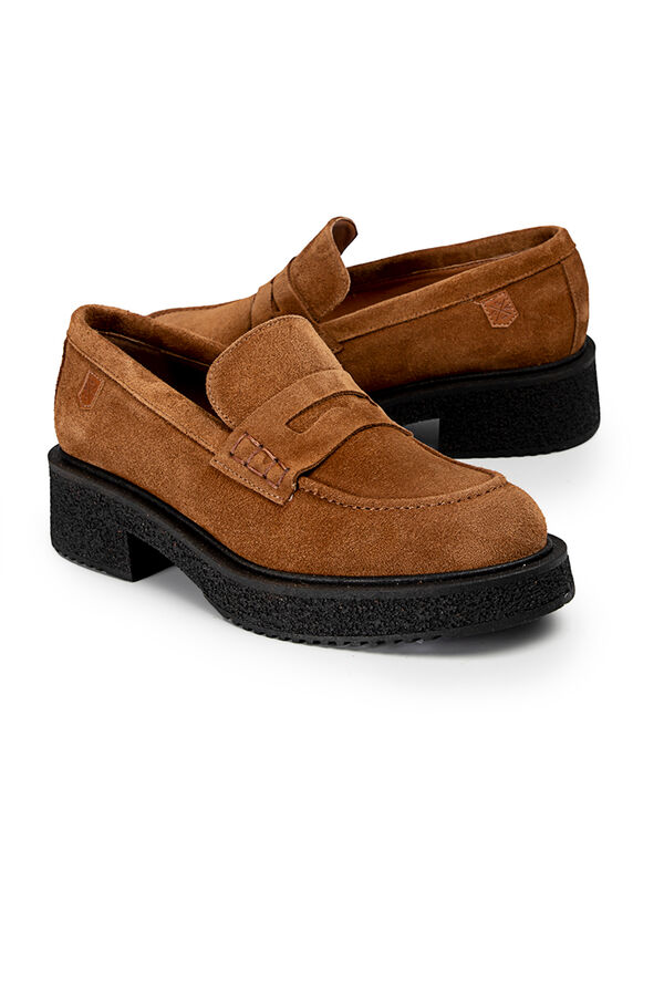 Cortefiel Amparo split leather loafers Brown