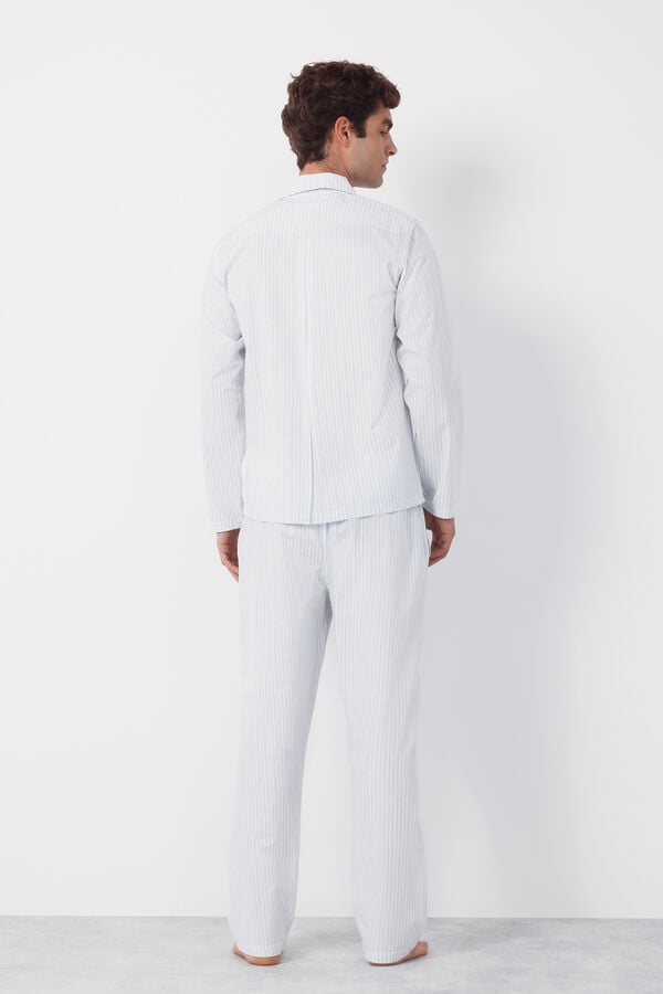 Cortefiel Jersey-knit and fabric pyjama set Blue