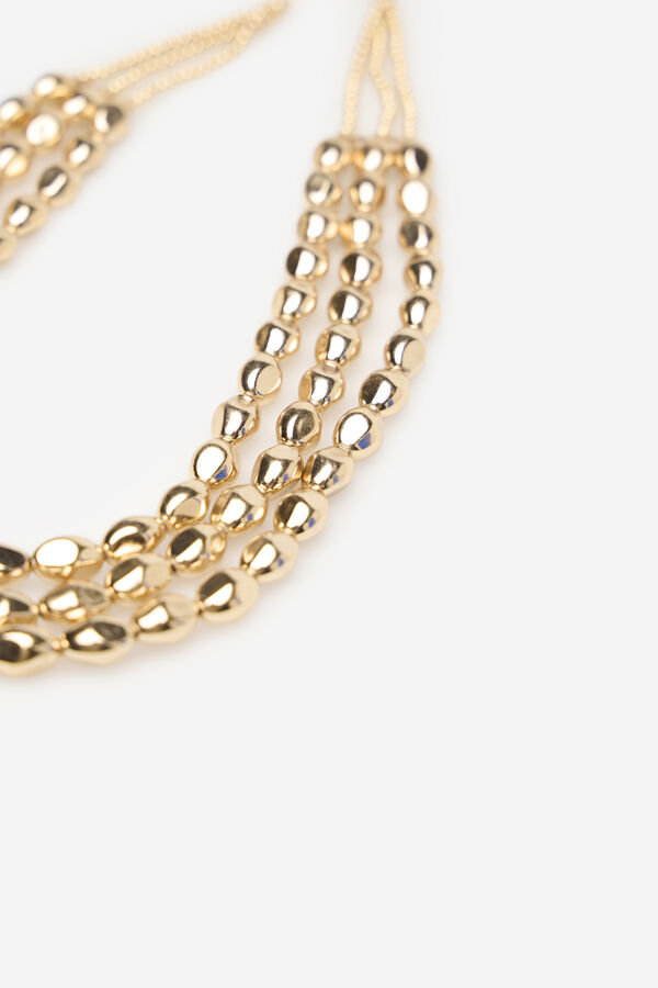 Cortefiel Gold beaded necklace Yellow