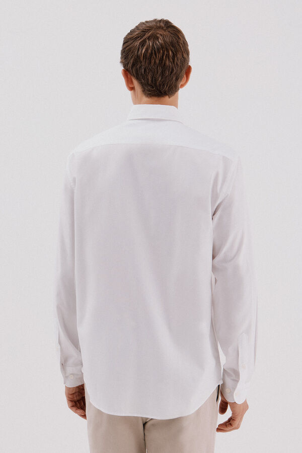Cortefiel Camisa lisa algodón tencel Blanco