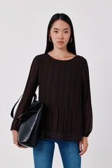 Cortefiel Pleated blouse Dark brown