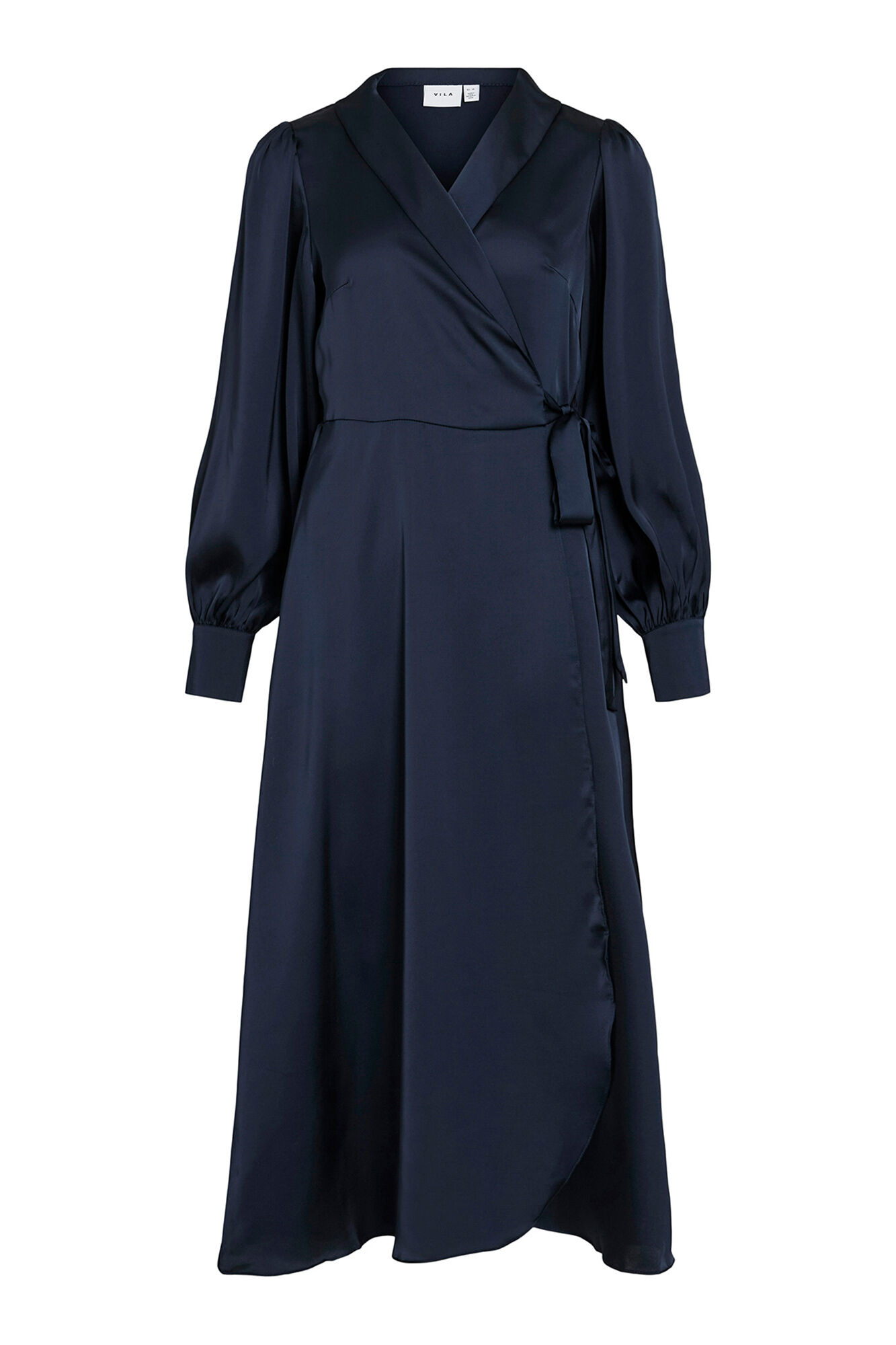 Vila Vestido midi envolvente em cetim