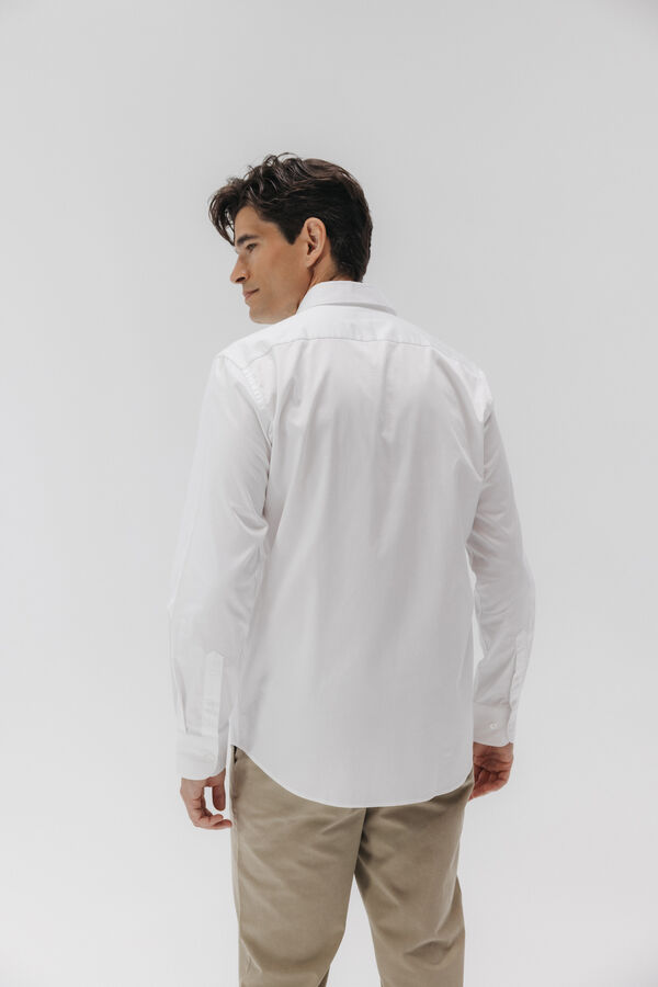 elPulpo Camisa social de popelina elástica Branco