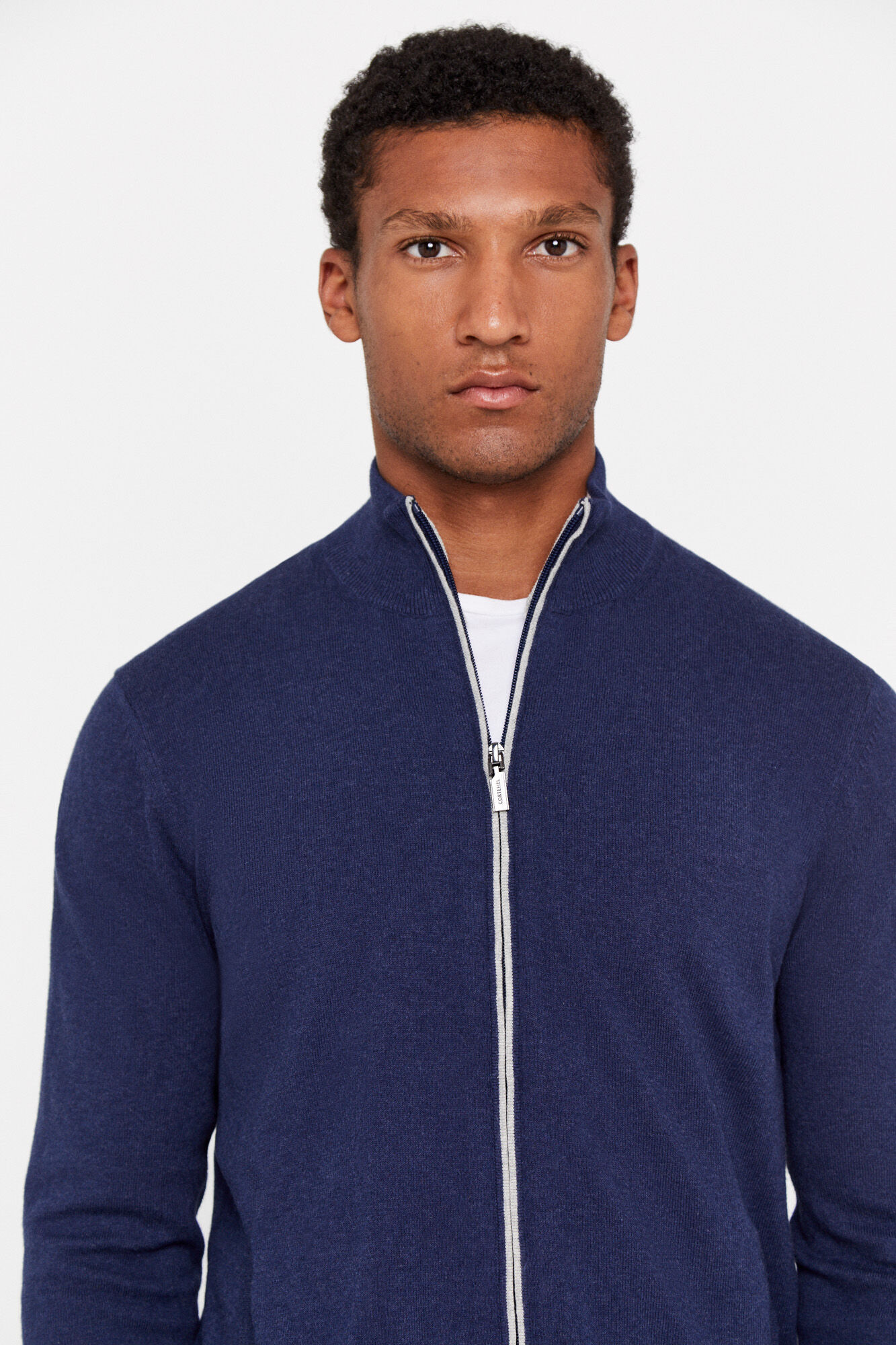 Cotton zip up cardigan with cashmere Men s jumpers and cardigans
