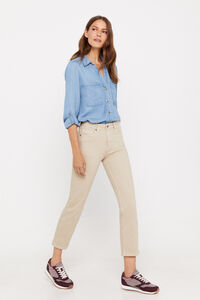 Cortefiel Straight trousers Ivory