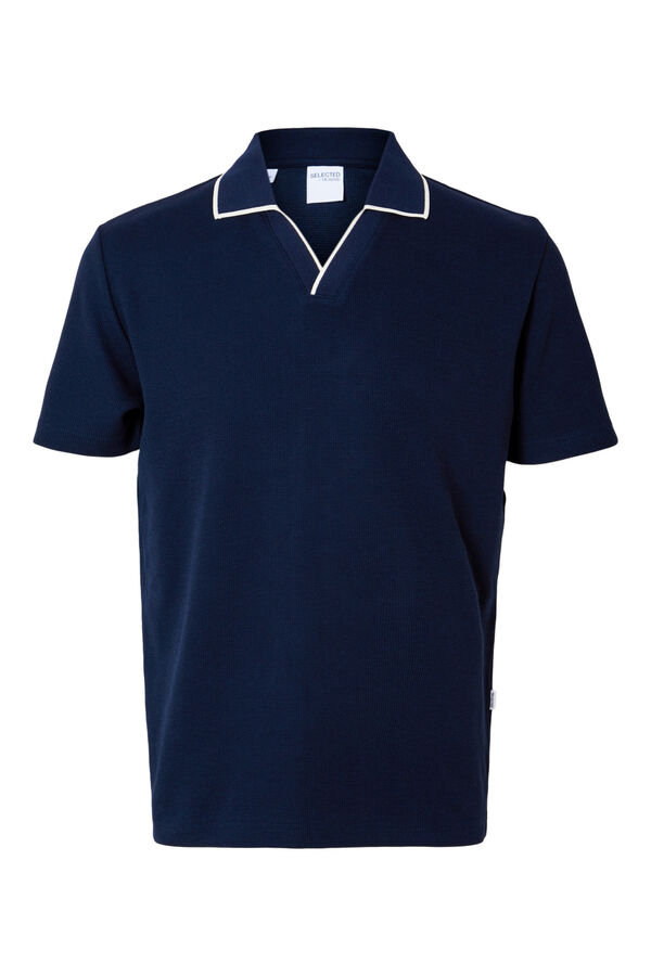 Cortefiel Short-sleeved polo shirt made with organic cotton.  Navy