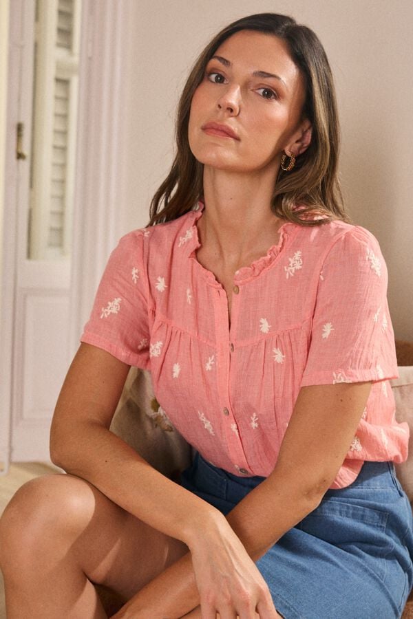 Pol&iacute;n Et Moi Camisa bordada Liara Laranja