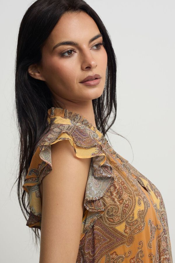 Silbon Vestido midi evas&eacute; estampado Laranja