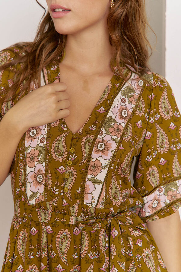 Jaase Vestido midi Mila com estampado Amalie Tostado