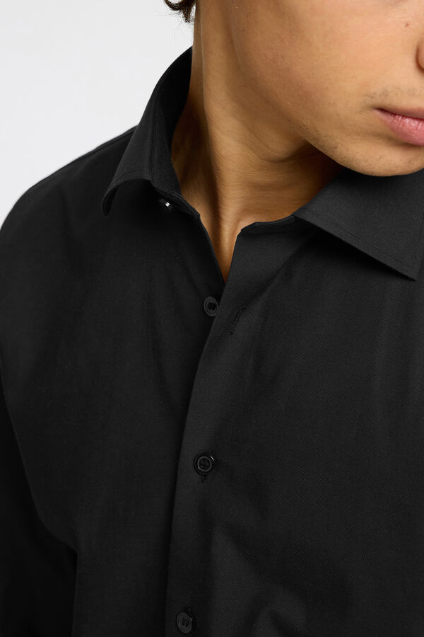 Selected 100% cotton long-sleeved dress shirt Black