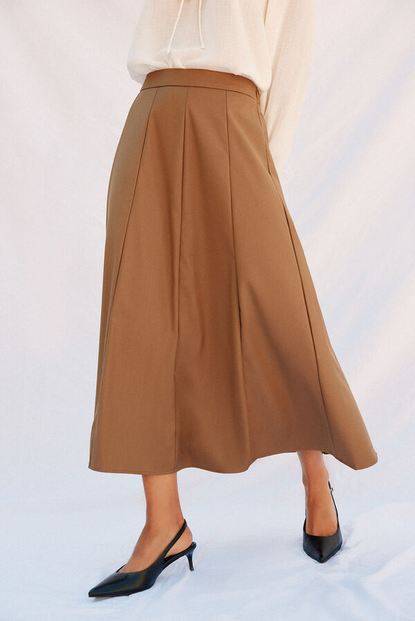Cortefiel Long skirt cuts Nude