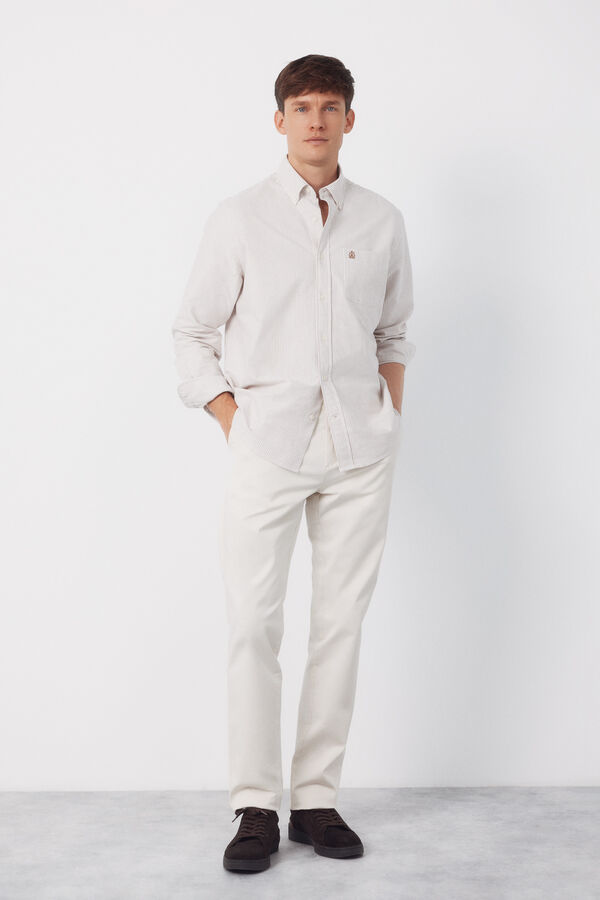 Cortefiel Slim fit lightweight chinos Ivory