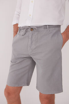 Cortefiel Cotton and linen Bermuda shorts with drawstring waist Gray