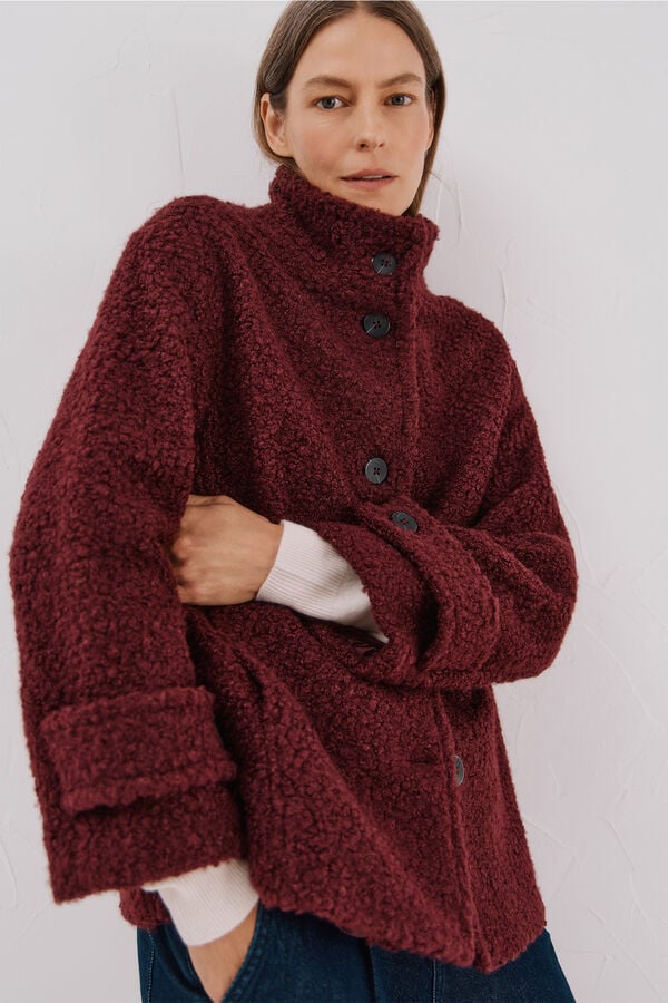 Cortefiel Short soft fabric coat Maroon