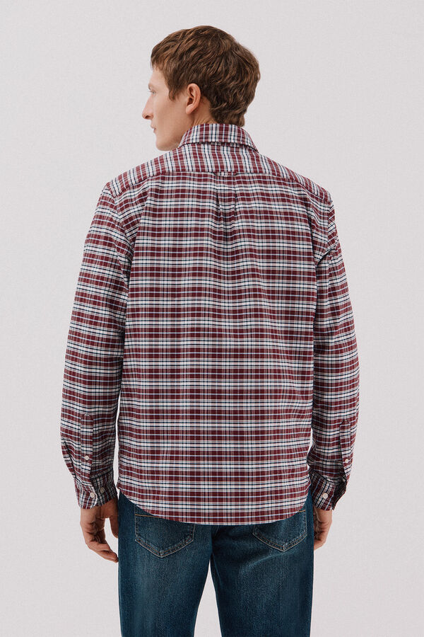 Cortefiel Plaid oxford shirt Maroon