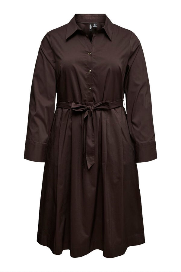 Vero Moda Curve Vestido midi camisero talla grande Marrón oscuro