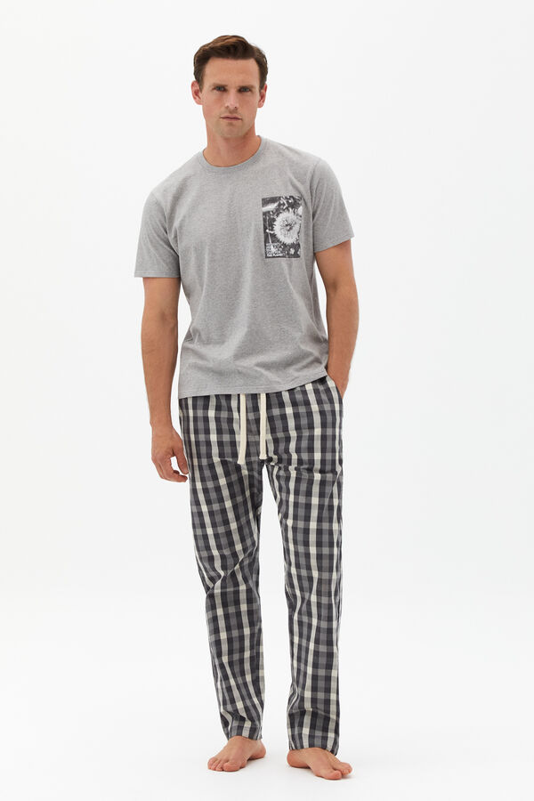 Cortefiel Pijama de malha e tecido Cinzento