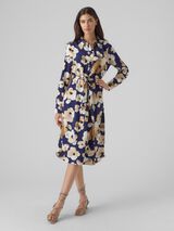 Vero Moda Vestido midi camisero de manga larga Azul