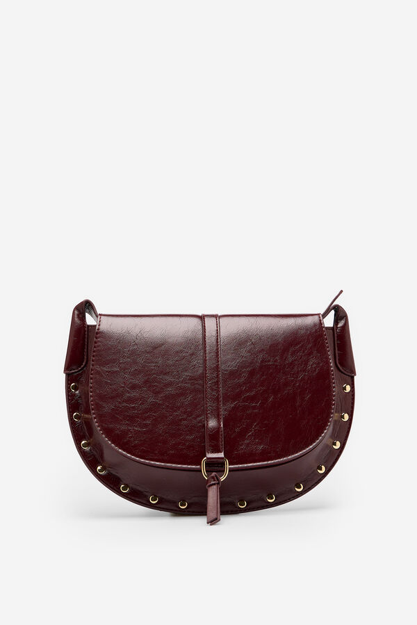 Cortefiel Crossbody bag with flap and tachahs Maroon