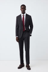 Cortefiel Grey smart fabric plaid slim blazer Dark grey