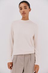 Cortefiel Basic perkins neck t-shirt Ivory