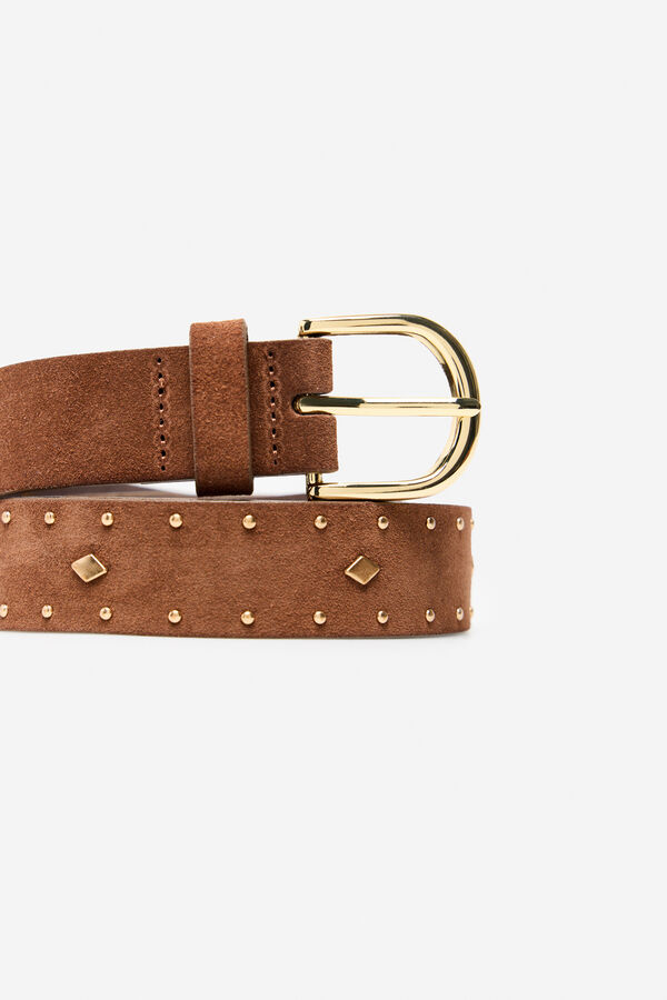 Cortefiel Studded belt Brown