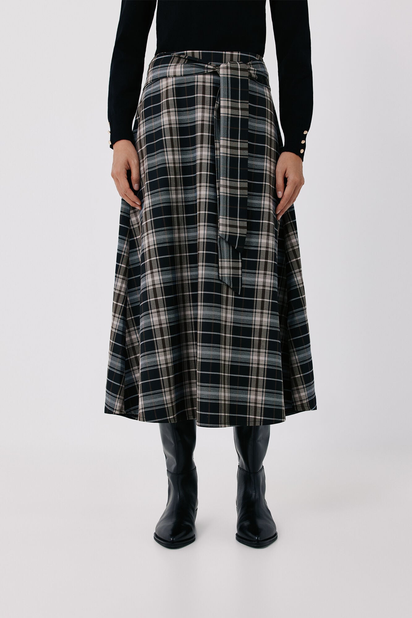 Cortefiel Plaid midi skirt