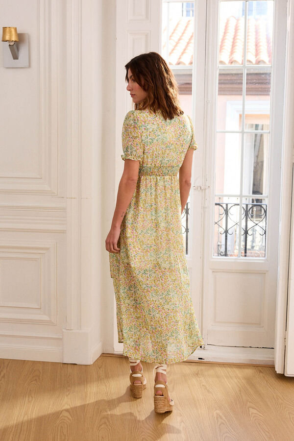 Cortefiel Vestido midi con flores Naira Verde