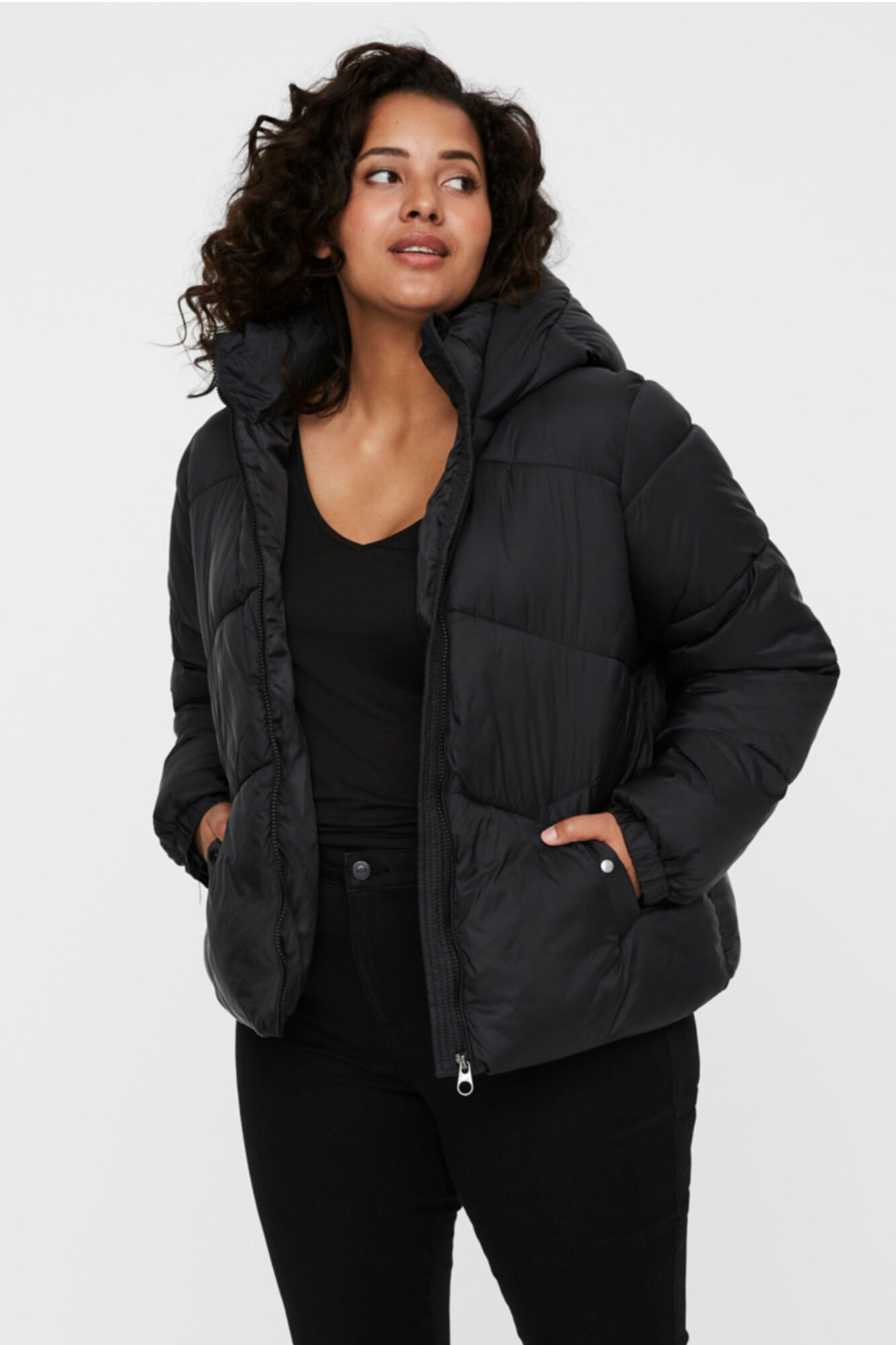 Womens short black quilted jacket on sale