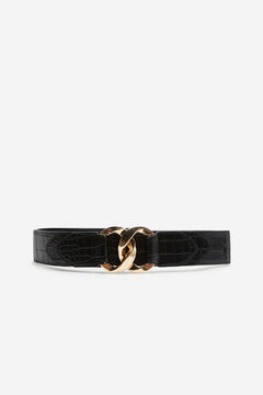 Cortefiel Elasticated belt with links Black