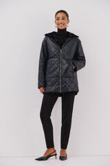 Cortefiel reversible quilted anorak with fur effect Black