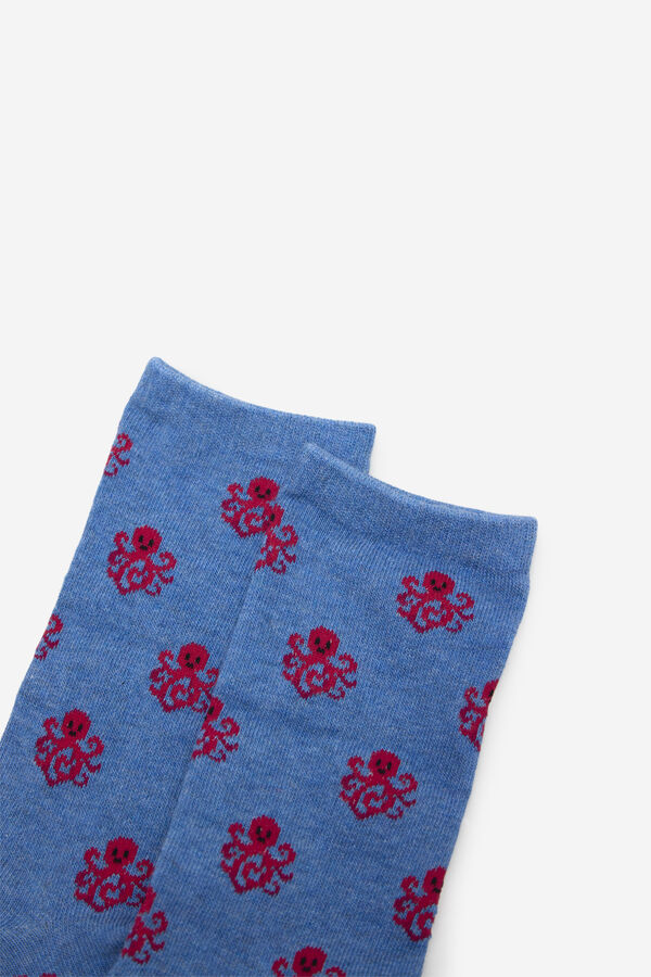 Cortefiel Long octopus sock Blue