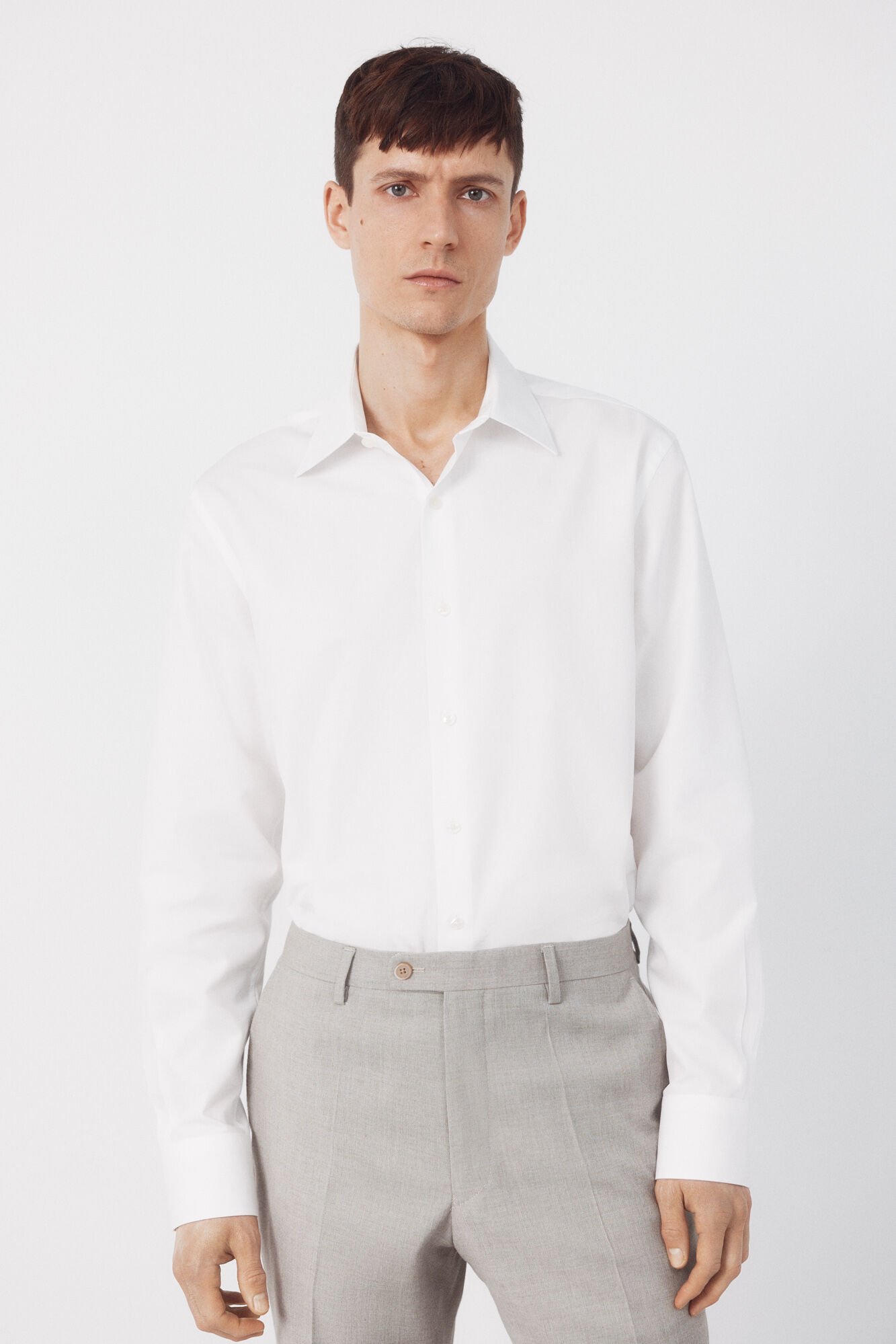 Cortefiel Plain tencel cotton dress shirt