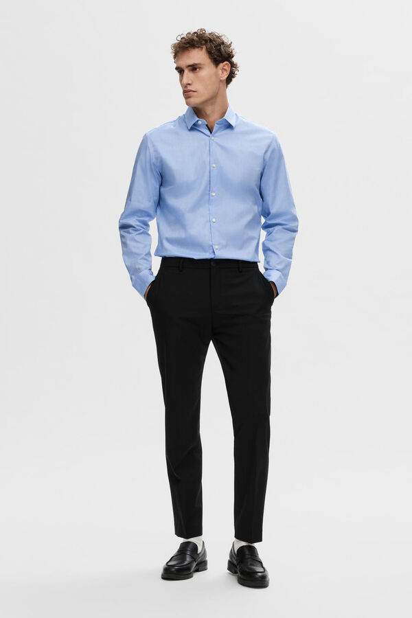 Cortefiel Camisa formal de vestir Slim Fit confeccionada con algodón orgánico. azul
