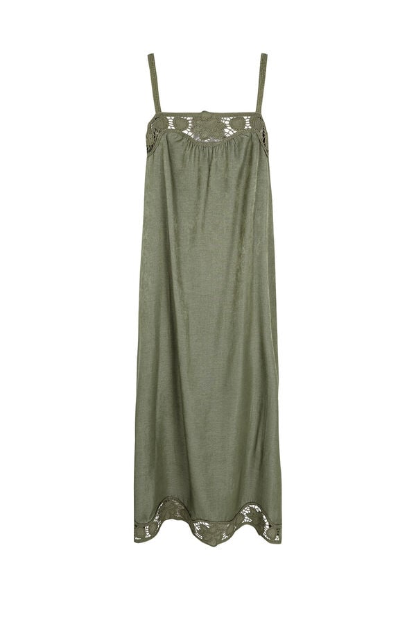 Cortefiel Satin-finish lingerie dress Beige